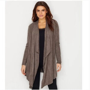 Barefoot Dreams CozyChic Ultra Lite High-Low Brown Cardigan